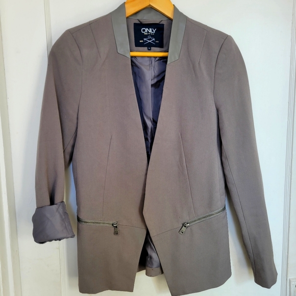 Only symmetrical dressed jacket tan and pu leather collar - Picture 1 of 2